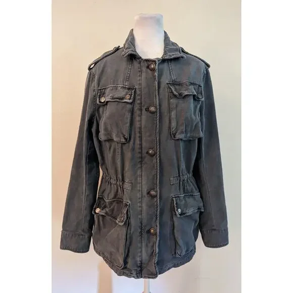 Free People Size Small Blue Gray Not Your Brother's Jacket 100% Cotton B6 - Picture 1 of 4